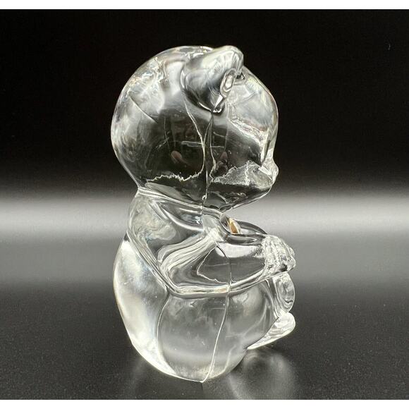 Fenton Art Glass 4” Bear Figurine ~ April Birthstone Clear Diamond Heart - Picture 4 of 7